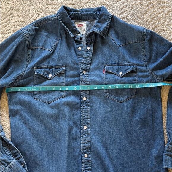 Levi's Men's Denim Long Sleeve Western Shirt BLUE 3LYLW2262  size Large - Picture 9 of 12